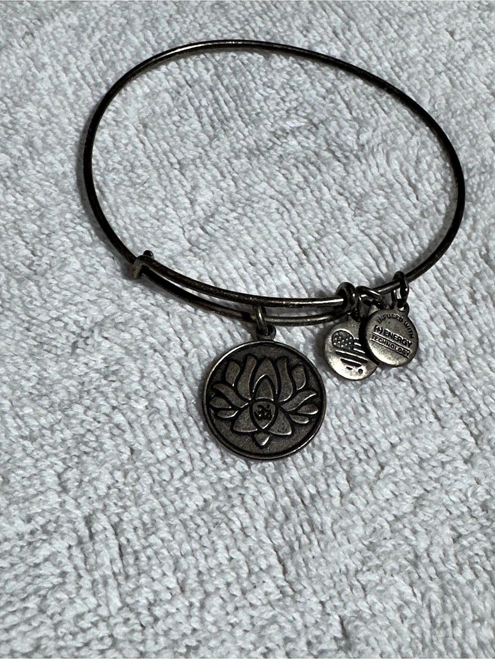Alex and Ani Lotus Peace Petals Charm Bangle Silver